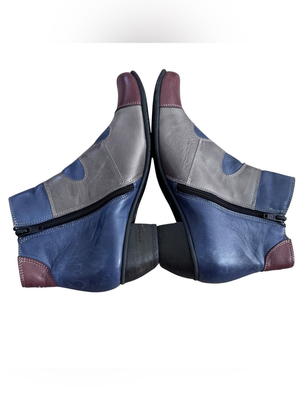 Anthropologie Fidji Leather Booties Ankle Boots Size 36.5 Multi Color Side Zip - Picture 7 of 11